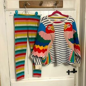 Mini Boden Parrot Cape/Sweatshirt and striped pants